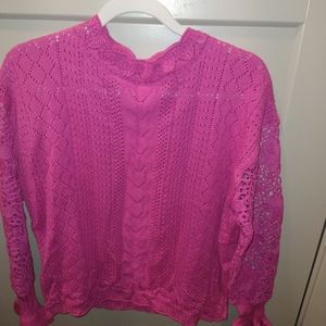 Women's crew neck crochet sweater Sm Beautiful! New! Comesfree gift Valentine's